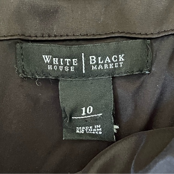 WHBM Satin Strapless Cocktail Dress Faux Wrap Front Black with Pink Pleating - Picture 10 of 16